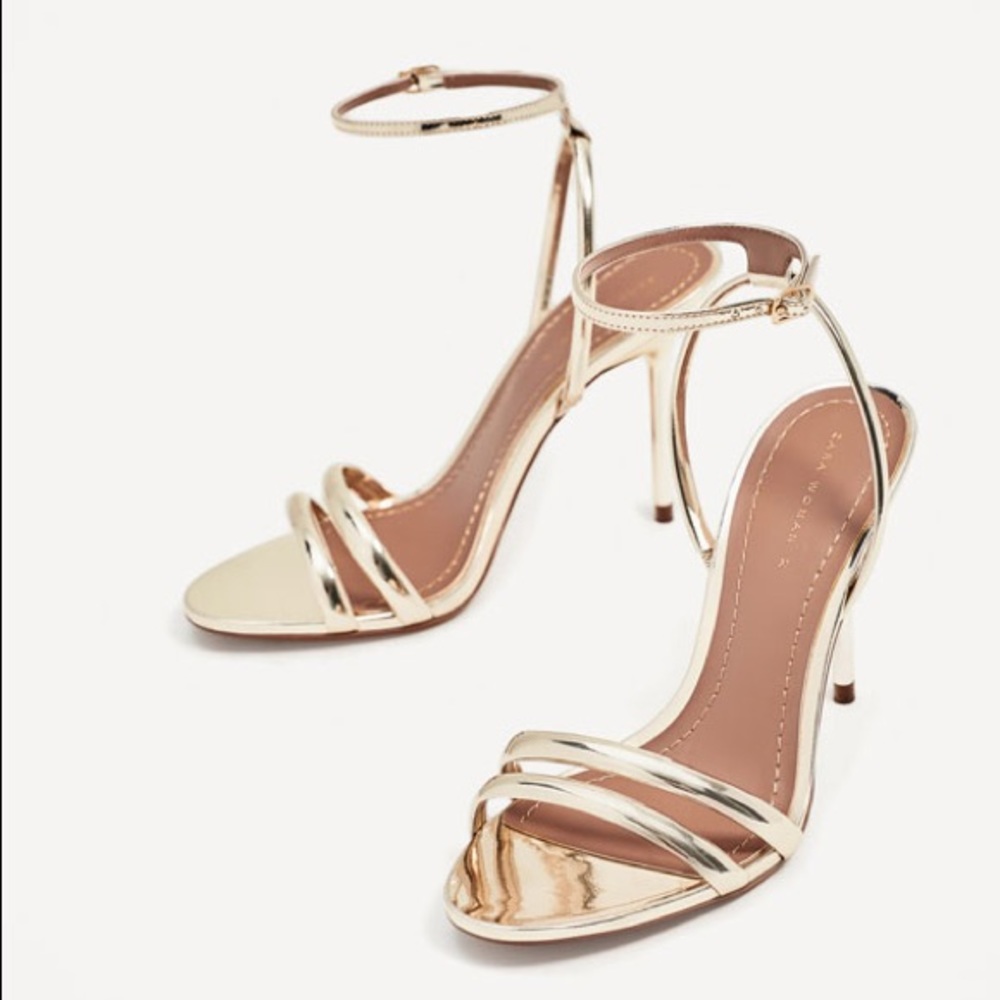 Zara gold strappy heels